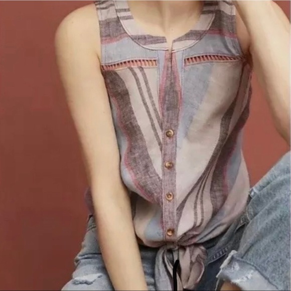 Anthropologie Tops - Maeve for Anthro | Striped top w/ hot pink detail
